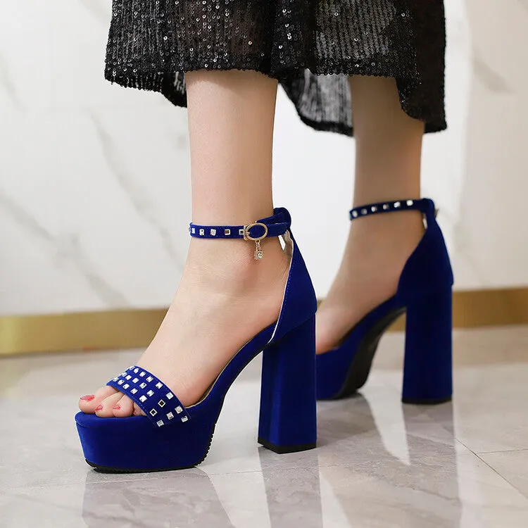 Women's Rhinestone Ankle Strap Chunky Heel Platform Sandals Kohl's Sandals