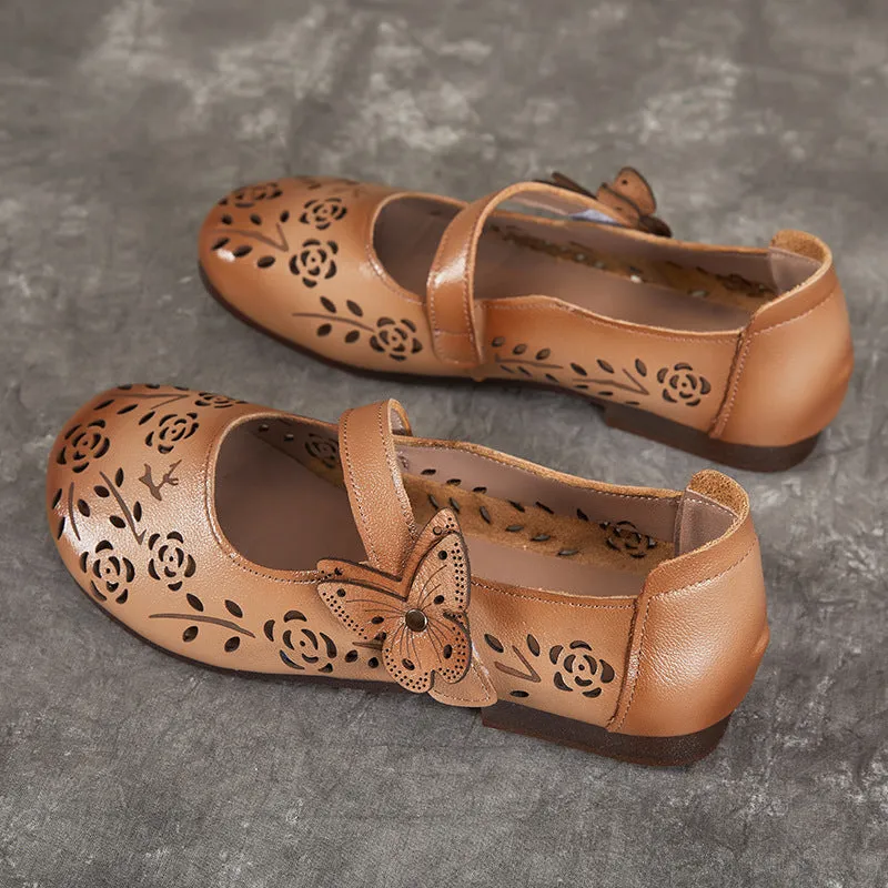 Women's Sandals Hollow Out Literary Style Butterfly Buckle With Flats Sandals Waterproof With Straps Open Toe Size 11 Wide