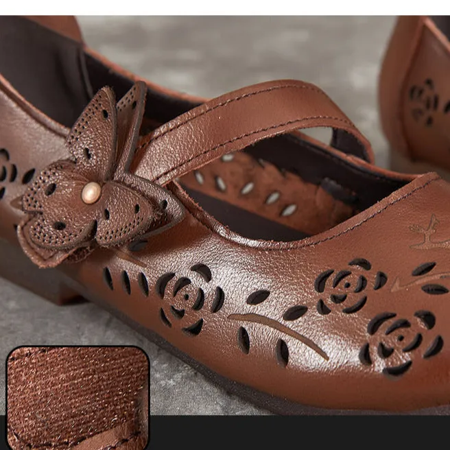 Women's Sandals Hollow Out Literary Style Butterfly Buckle With Flats Sandals Resort Packages