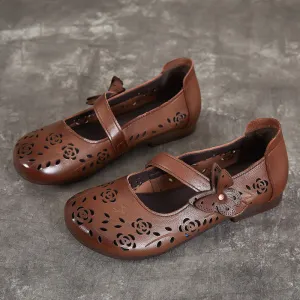 Comfortable Wedding Sandals Women's Sandals Hollow Out Literary Style Butterfly Buckle With Flats