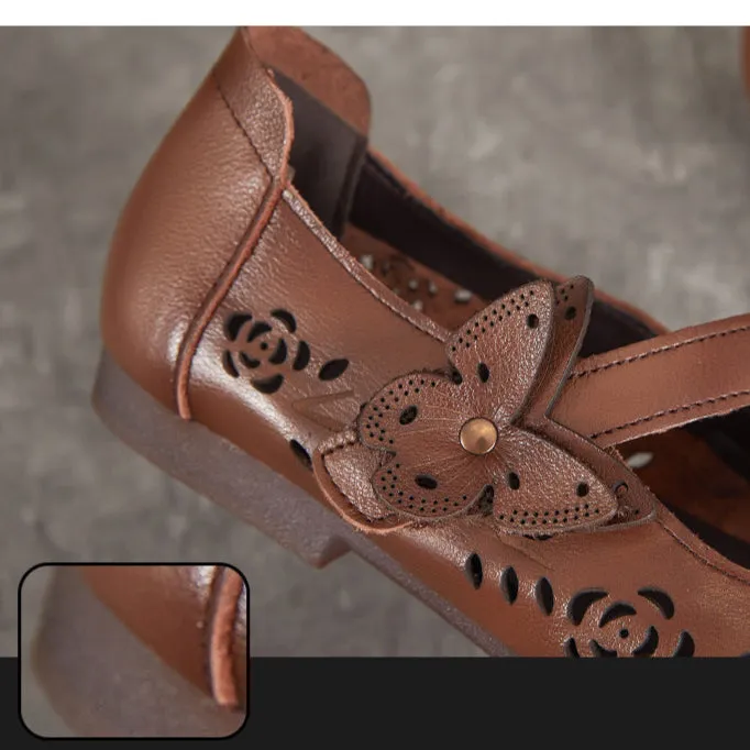 Women's Sandals Hollow Out Literary Style Butterfly Buckle With Flats Sports Sandals For Walking