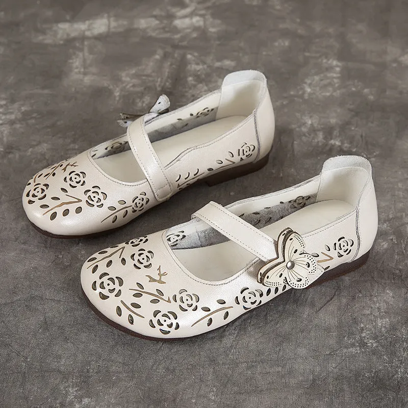 Platform Sandals Dressy Women's Sandals Hollow Out Literary Style Butterfly Buckle With Flats