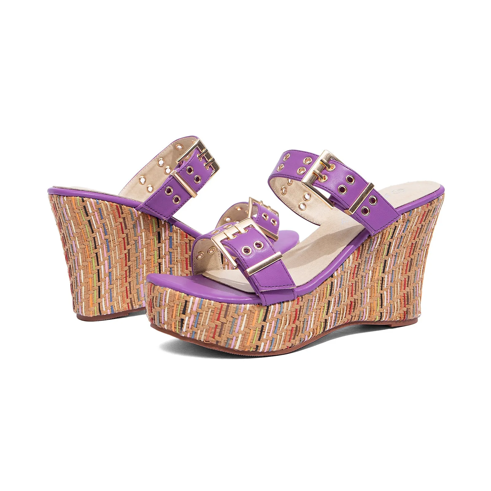 Platform Croc Sandals Women's Slides Wedge Sandals with Buckle Strap Slip On Peep Toe Platform Sandals High Heels Shoes