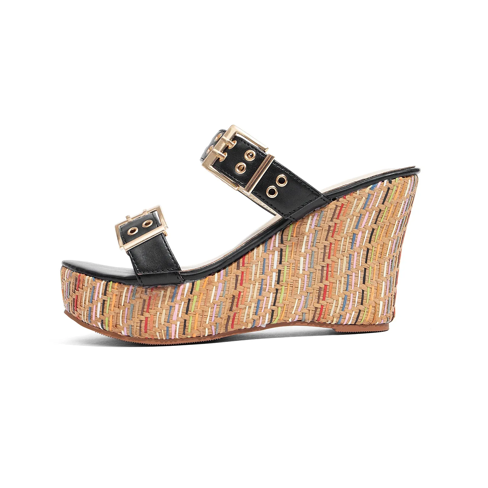 Women's Slides Wedge Sandals with Buckle Strap Slip On Peep Toe Platform Sandals High Heels Shoes Sandals Christian Dior