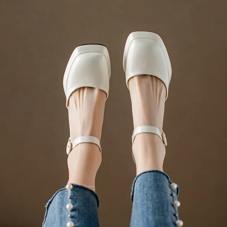 Women's Square Toe Buckle Straps Block Heel Platform Sandals Sandals Resort Punta Cana