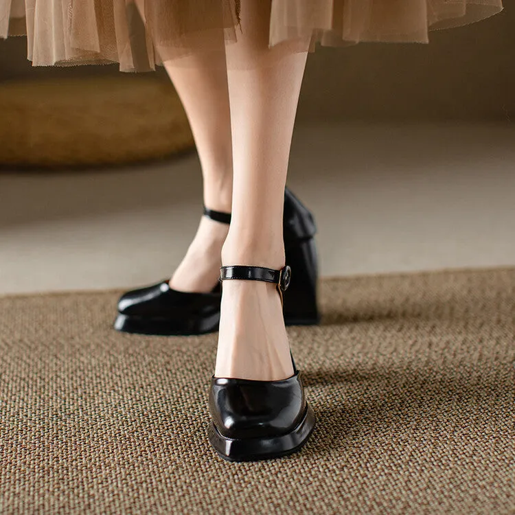 Sandals Grande St Lucian St Lucia Women's Square Toe Buckle Straps Block Heel Platform Sandals