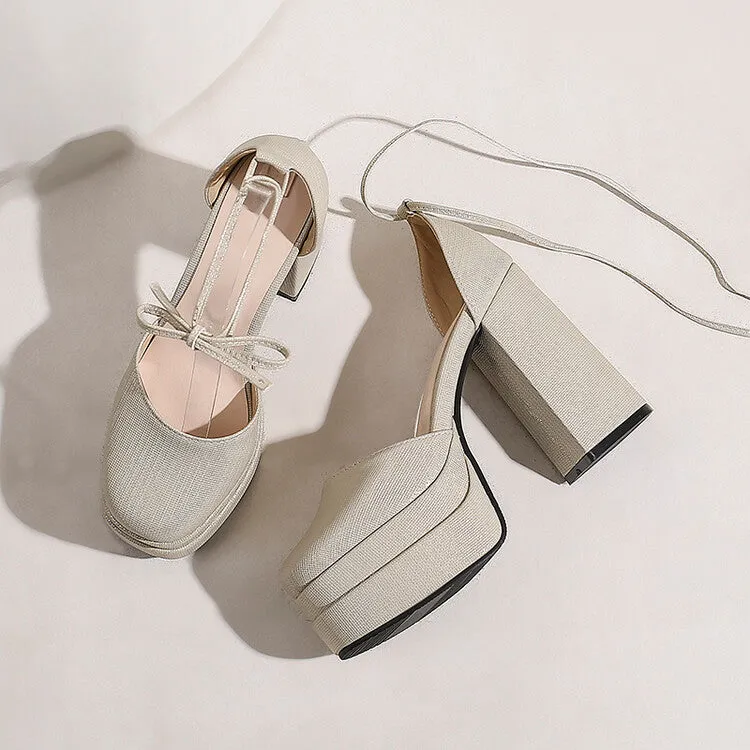 Sandals Velcro Women's Square Toe Crossed Strap Chunky Heel Platform Sandals