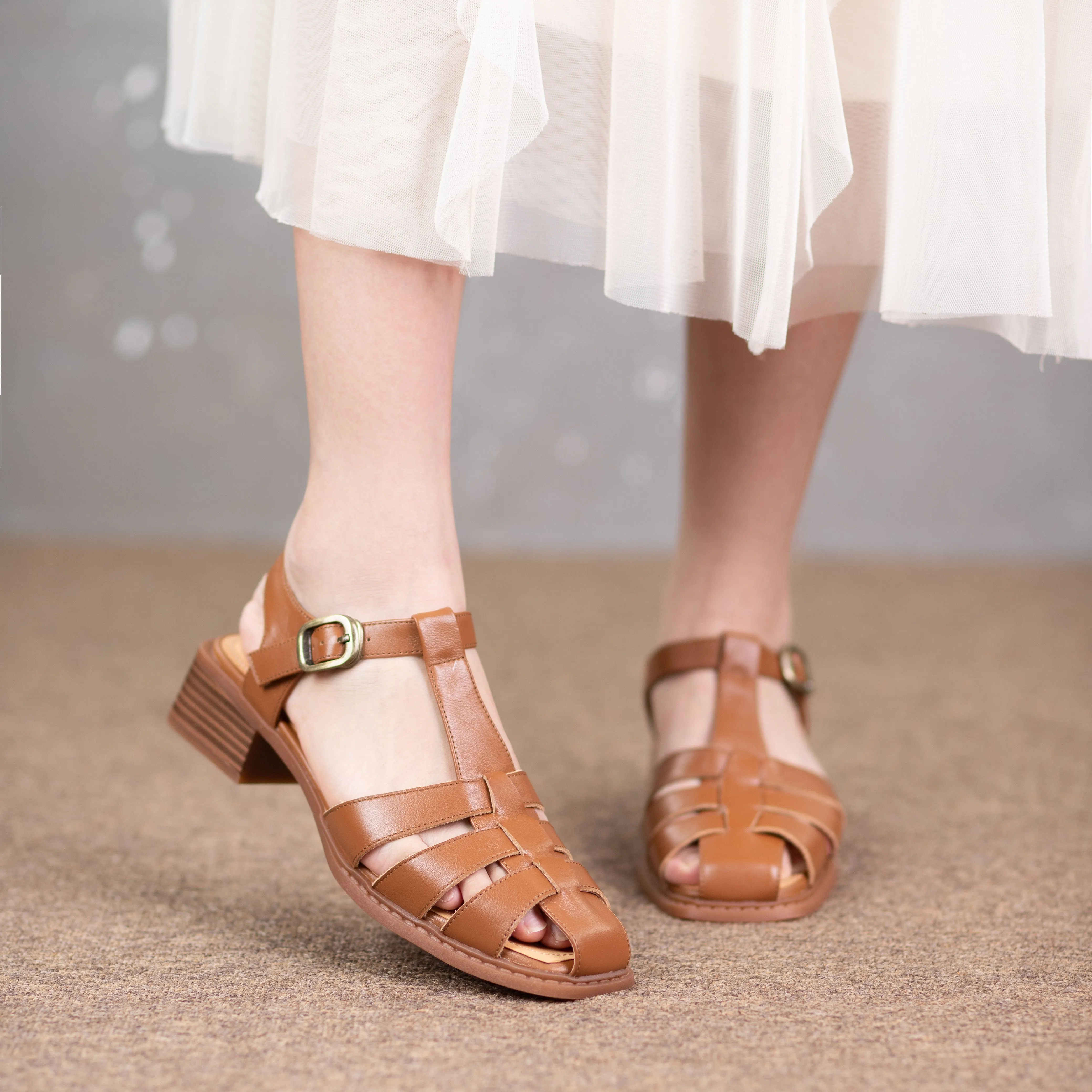 Wedge Summer Sandals Women's Square Toe Low Heel Fisherman Sandals