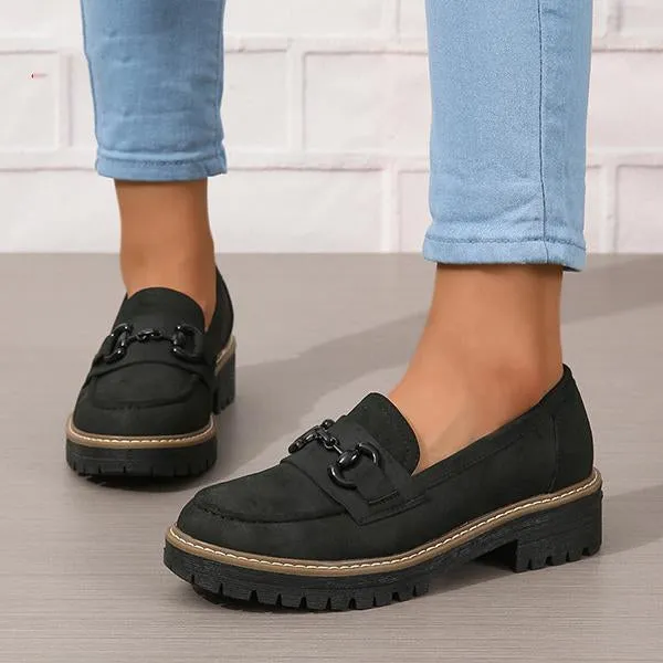 Women's Stylish Horsebit Slip-on Thick Sole Loafers 45134129S Leather Loafers On Sale