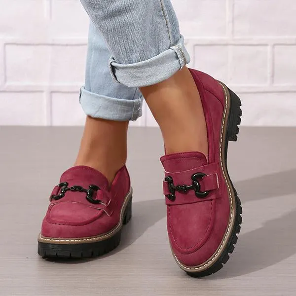 Rubber Loafers Women's Stylish Horsebit Slip-on Thick Sole Loafers 45134129S