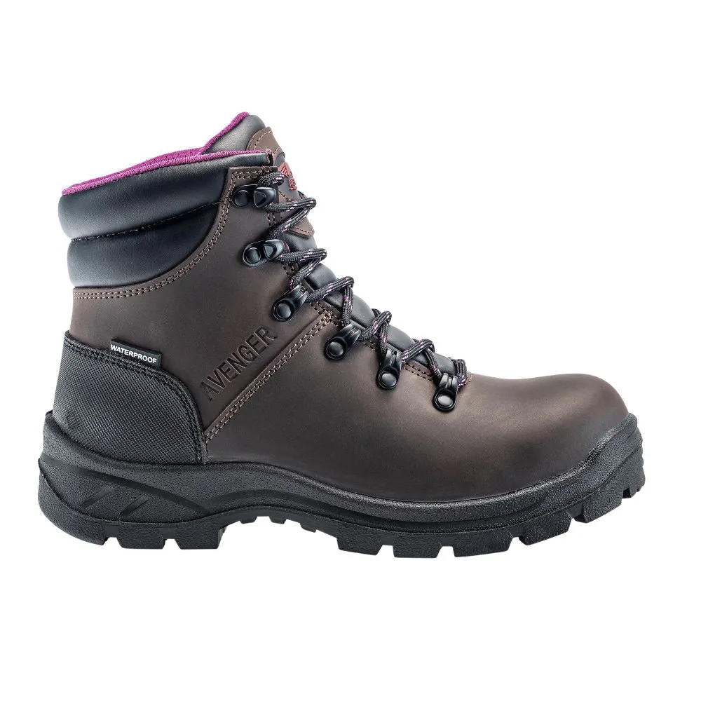'Avenger' Women's 6" Builder EH WP Steel Toe - Brown Lightweight Work Boots Composite Toe