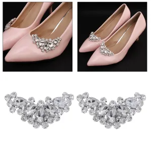 2pcs Women Rhinestones Decorative Shoes Clips Braided Sandals