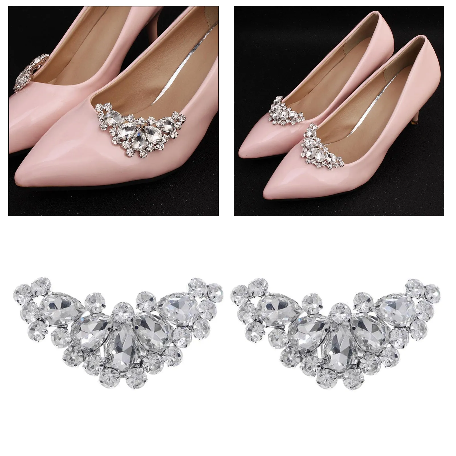 2pcs Women Rhinestones Decorative Shoes Clips Antigua Resort Map