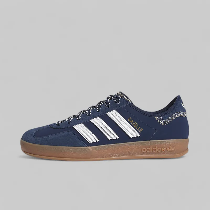 X CLOT By Edison Chen Gazelle - Collegiate Navy Adidas Running Shoes Price 100 Euros