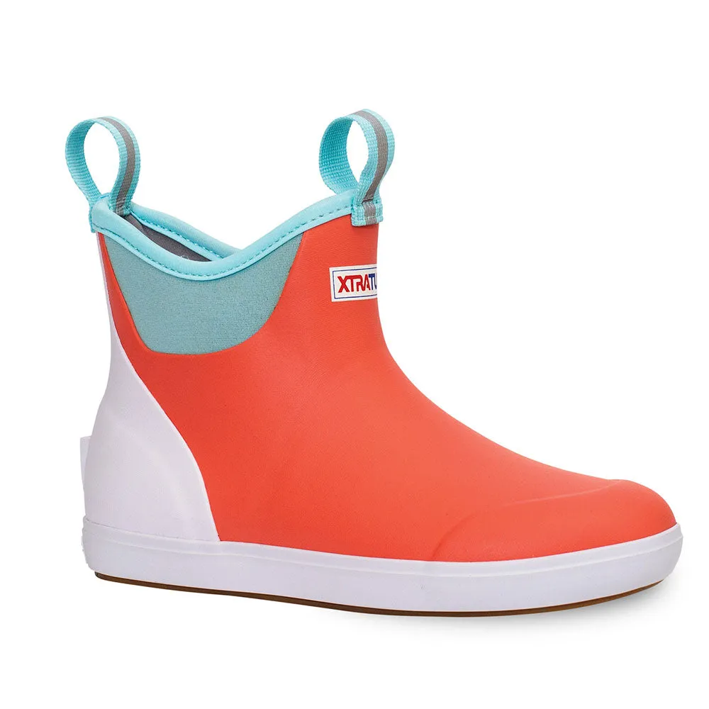 Slip On Waterproof Boots Slip On Wedges Slip On Work XTRATUF Women's ADB ECO Ankle Deck Boots- Coral