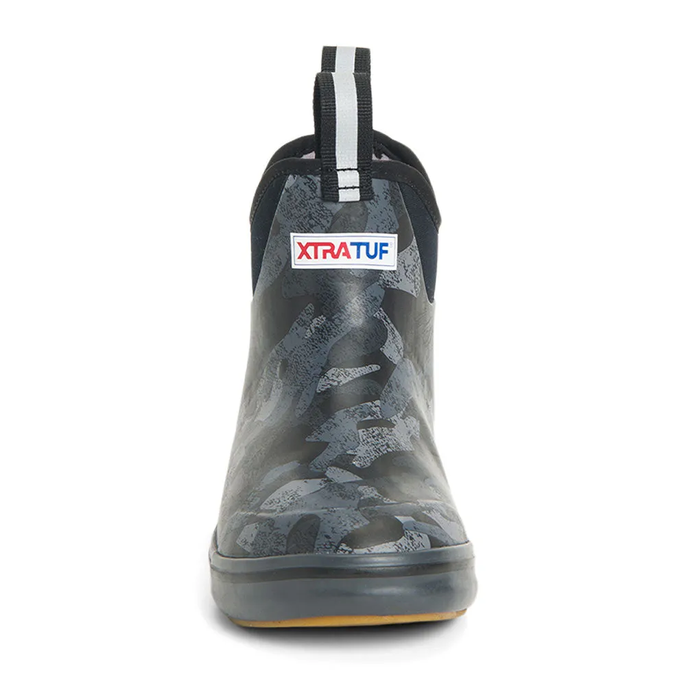 XTRATUF Women's Ankle Pull-On Deck Boots- Black Camo Rubber Slip On