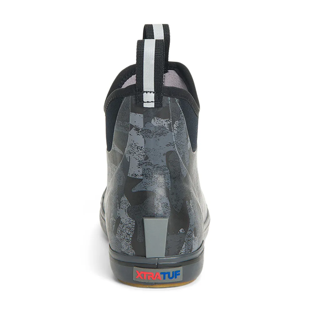 XTRATUF Women's Ankle Pull-On Deck Boots- Black Camo Slip On Banana Peel  Slip On