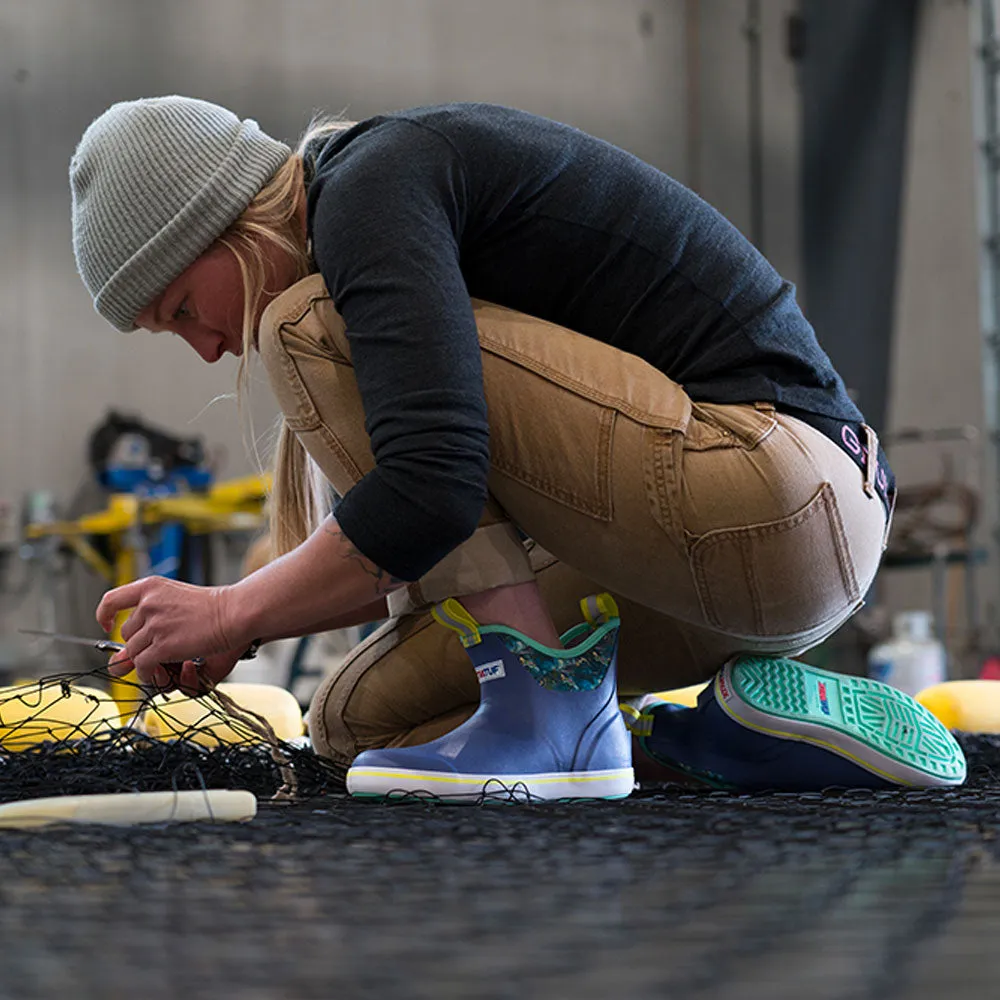 XTRATUF Women's FisheWear Ankle Deck Boots- Purple / Totally Tarpon Converse Slip On High Tops