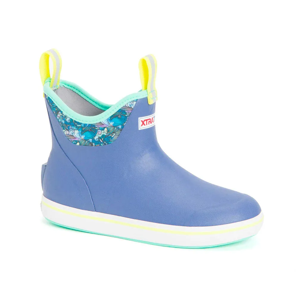 Womens Leather Slip On > Leather Slip On XTRATUF Women's FisheWear Ankle Deck Boots- Purple / Totally Tarpon