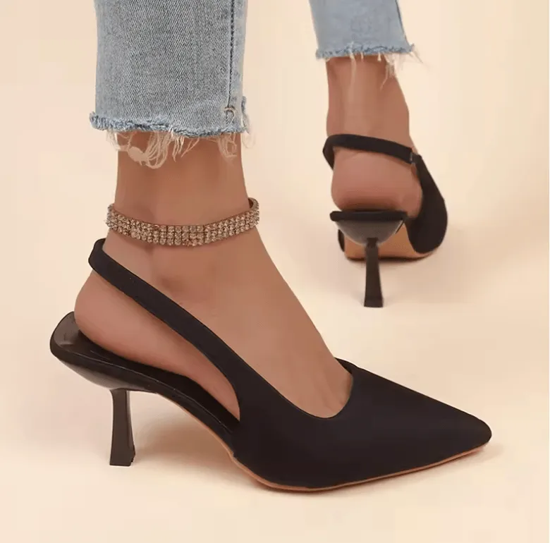 Block Heel Strap Sandals New Autumn Womens Pumps - Fashionable Pointed Toe High Heels