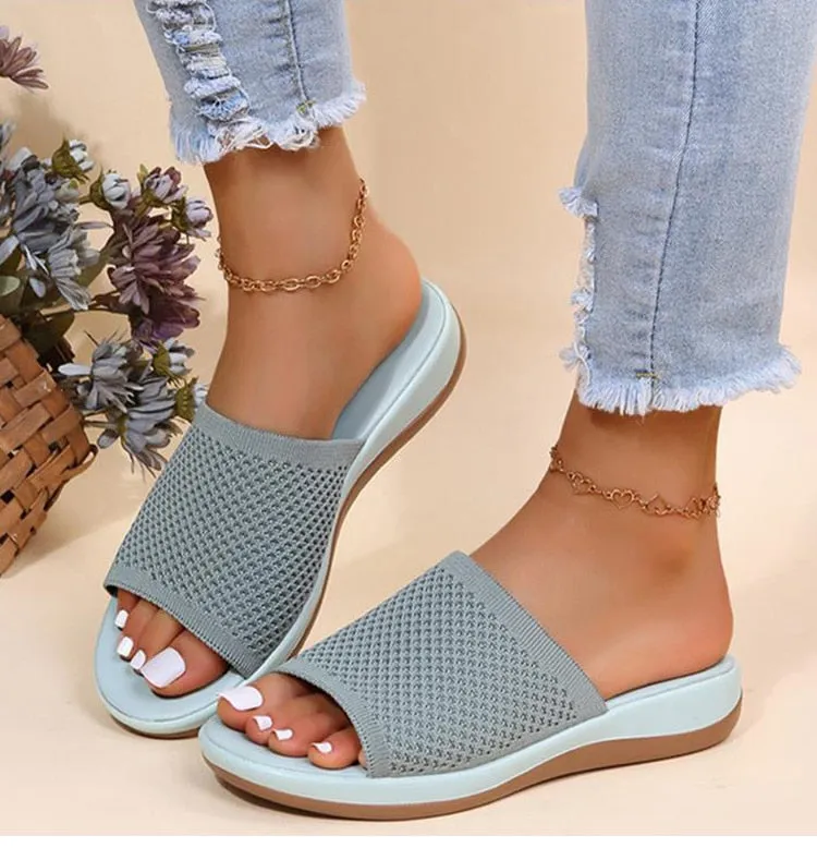 Flip Flops Suppliers Yeknu Women Sandals New Summer Sandals Shoes Women Heels Sandals Breathable Mesh Slipper Wedges Chaussure Femme Summer Flip Flops