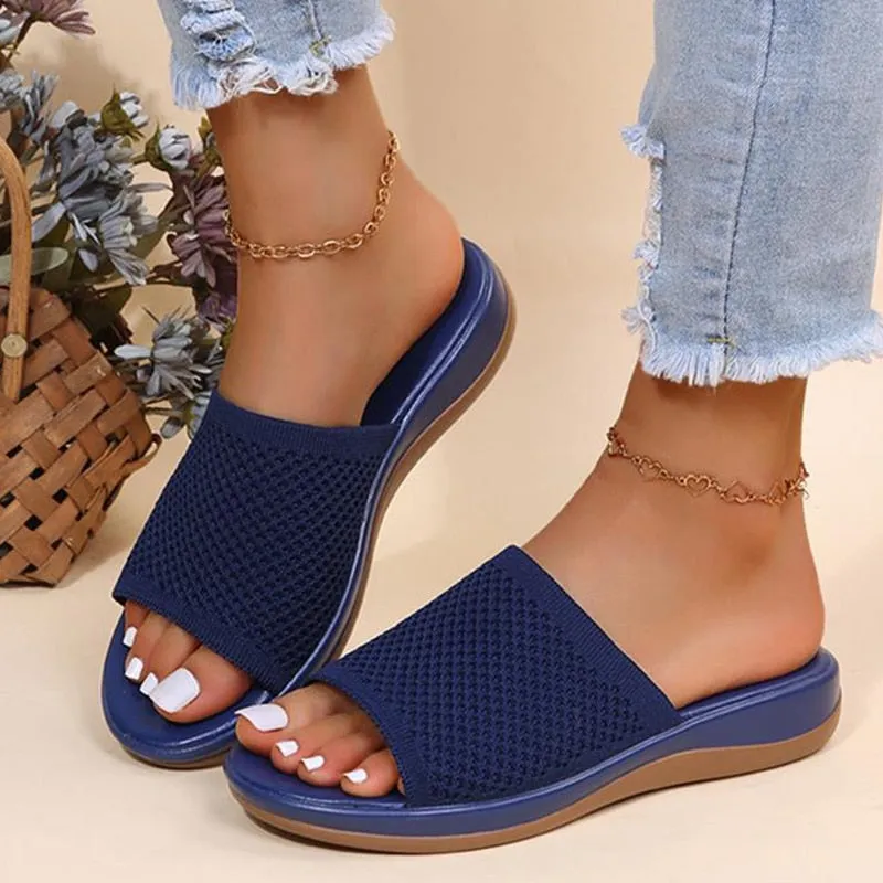 Yeknu Women Sandals New Summer Sandals Shoes Women Heels Sandals Breathable Mesh Slipper Wedges Chaussure Femme Summer Flip Flops Cheap Bling Bling Flip Flops