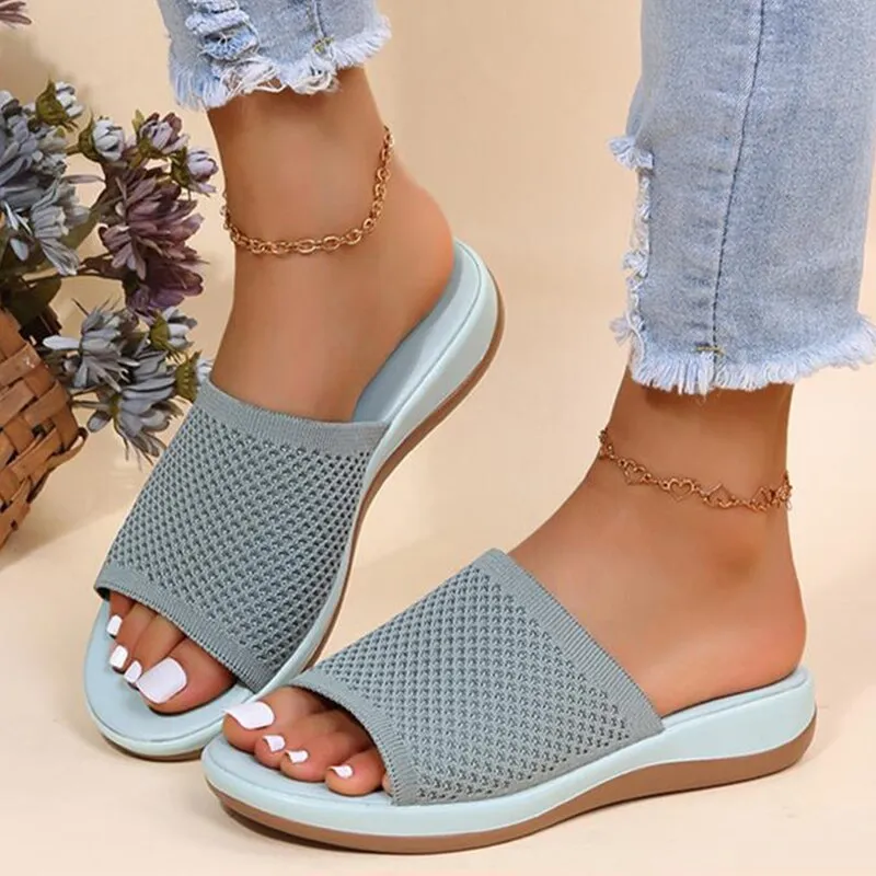 Havaianas Flip Flops Yeknu Women Sandals New Summer Sandals Shoes Women Heels Sandals Breathable Mesh Slipper Wedges Chaussure Femme Summer Flip Flops