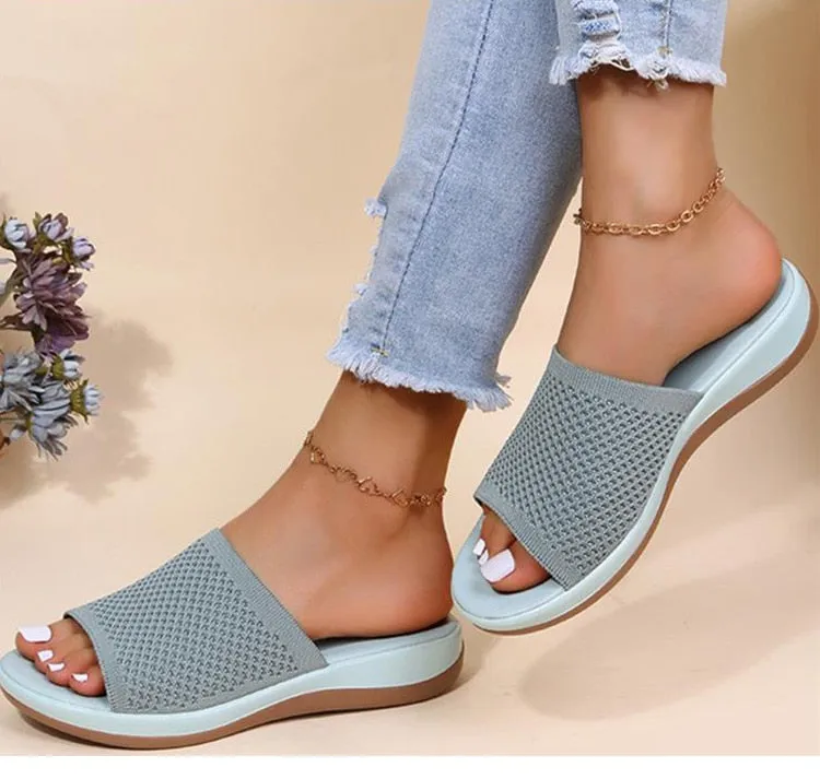 Yeknu Women Sandals New Summer Sandals Shoes Women Heels Sandals Breathable Mesh Slipper Wedges Chaussure Femme Summer Flip Flops Flip Flops For Bride