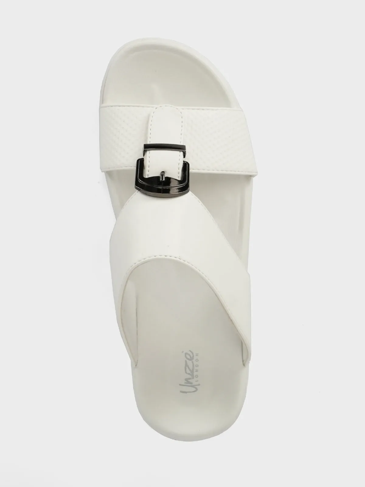 Mens "OLEH" Buckled Flat Summer Slippers Mink Slides