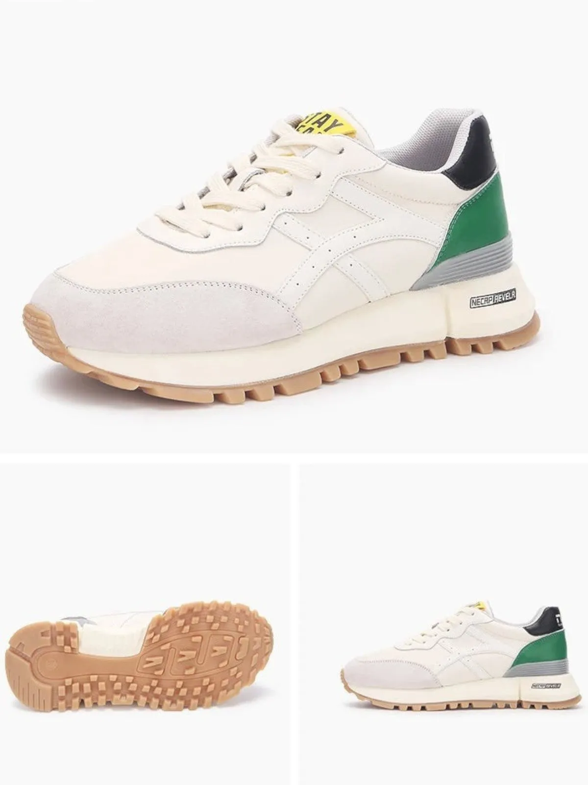 Zarda Vintage Apricot Leather Sneakers Floral Wedge Sandals