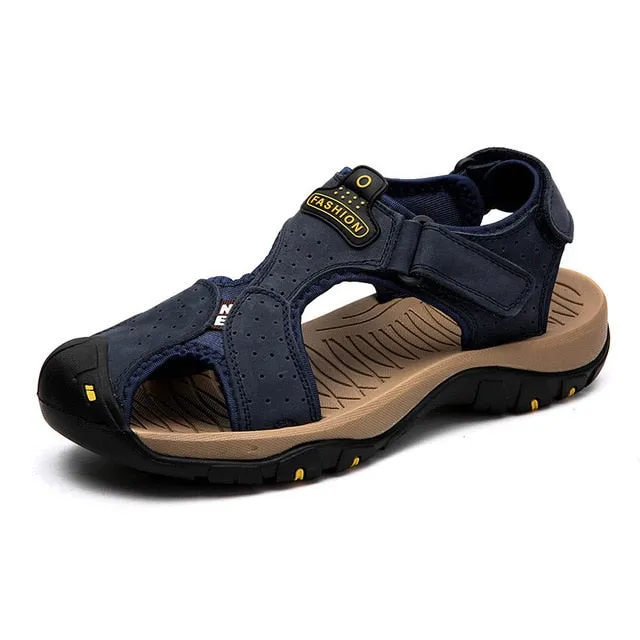 Sandals Heel ZUNYU 2019 New Male Shoes Genuine Leather Men Sandals Summer Men Shoes Beach Sandals Man Fashion Outdoor Casual Sneakers Size 48